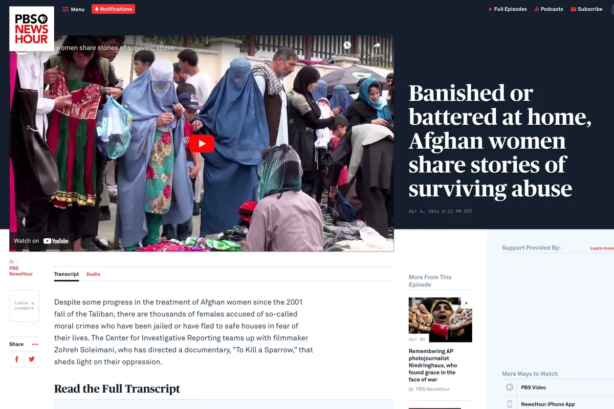 PBS Newshour report on women’s rights in Afghanistan